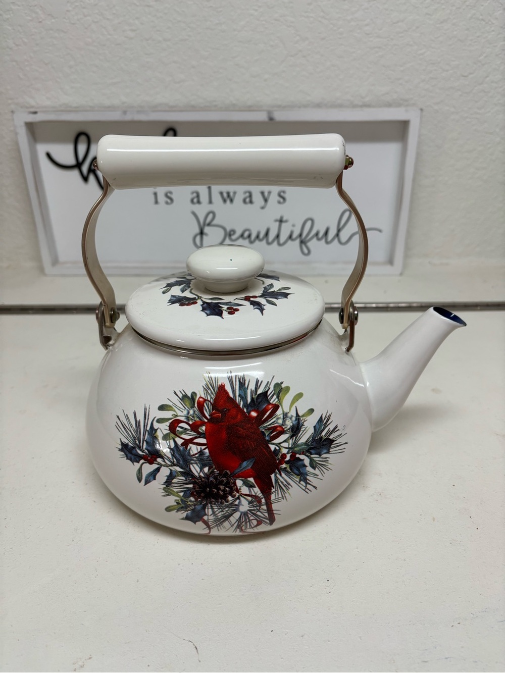 Lenox Winter Greetings Metal enameled teapot